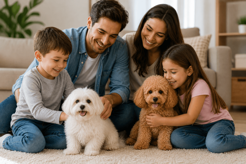 Maltipoo and Maltese puppies
